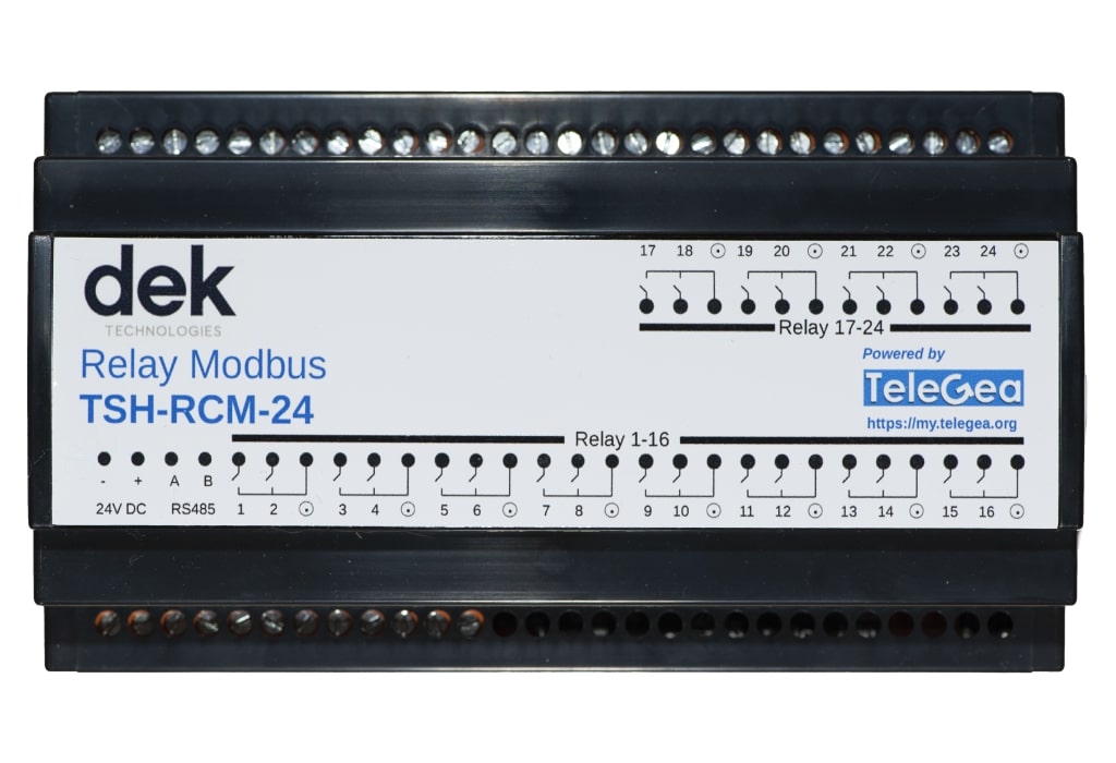 Modbus relay module with 24 outputs
