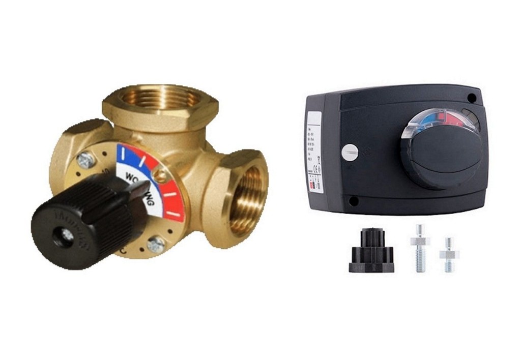 3-way valves and proportional servomotor for room climate control systems.