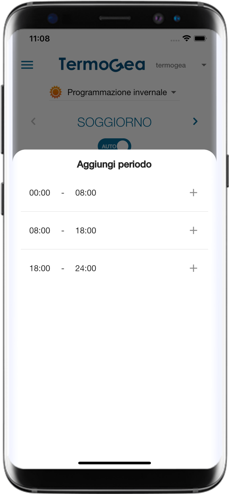 Termogea App, add time slot.